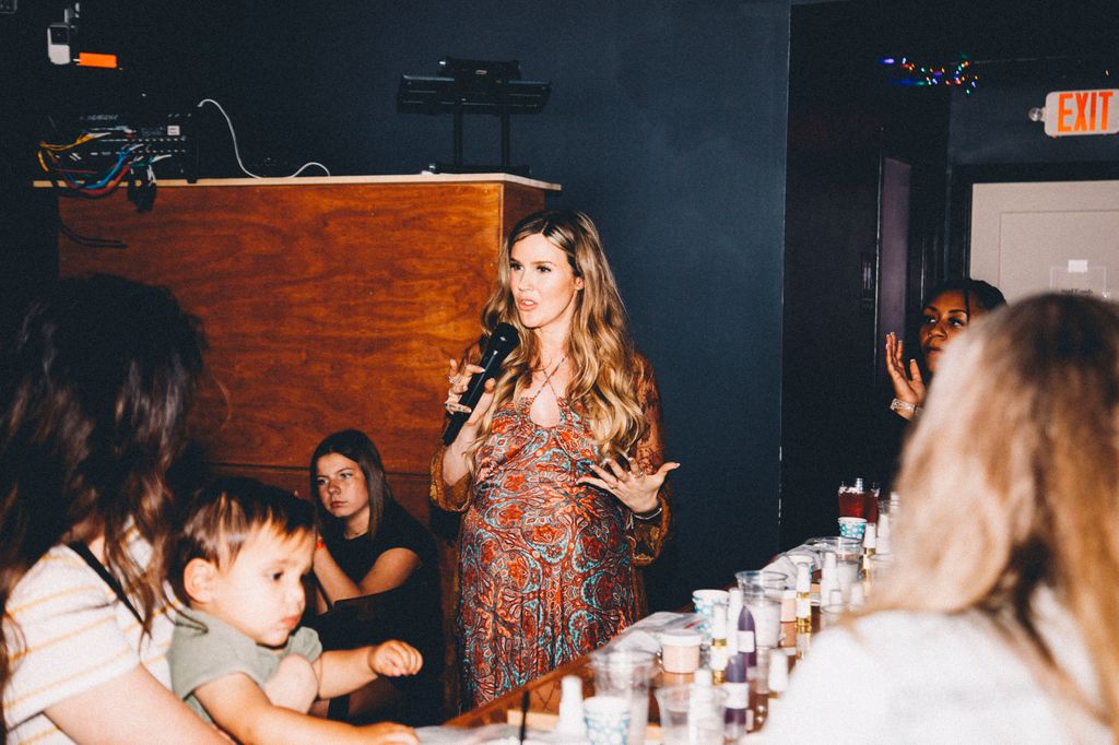 Joss Stone giving a speech at Ease event