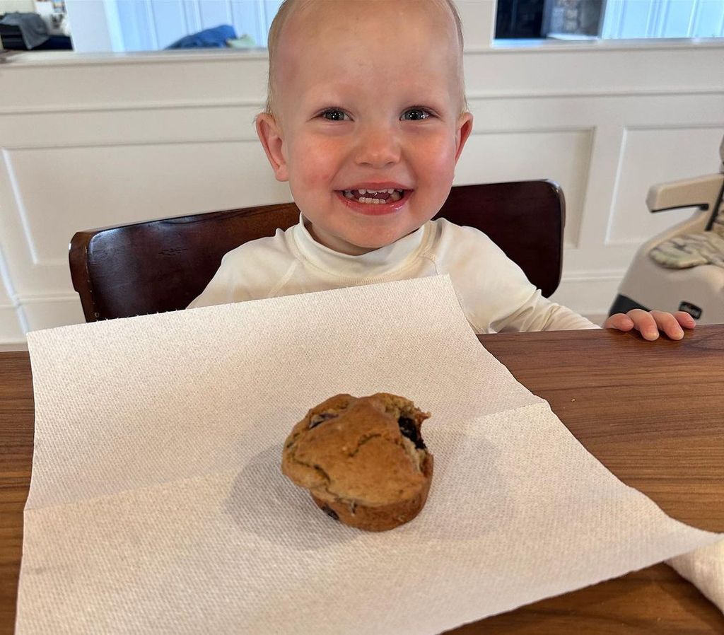 Dylan Dreyer's son Rusty enjoying his gluten-free muffins in a photo shared on Instagram