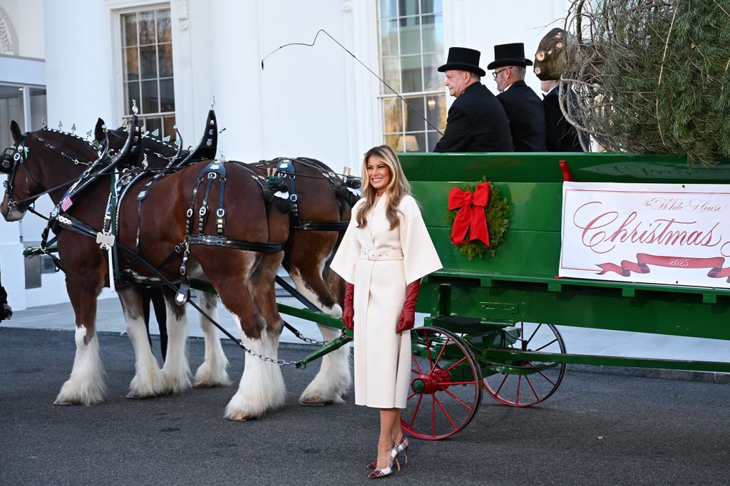 First Lady Melania Trump welcomed the 2025 White House Christmas tree on November 24