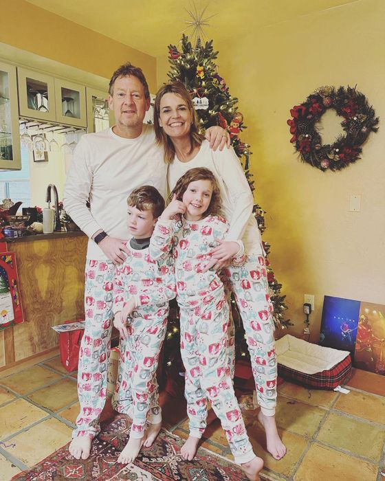 savannah guthrie and her family in matching festive pyjamas