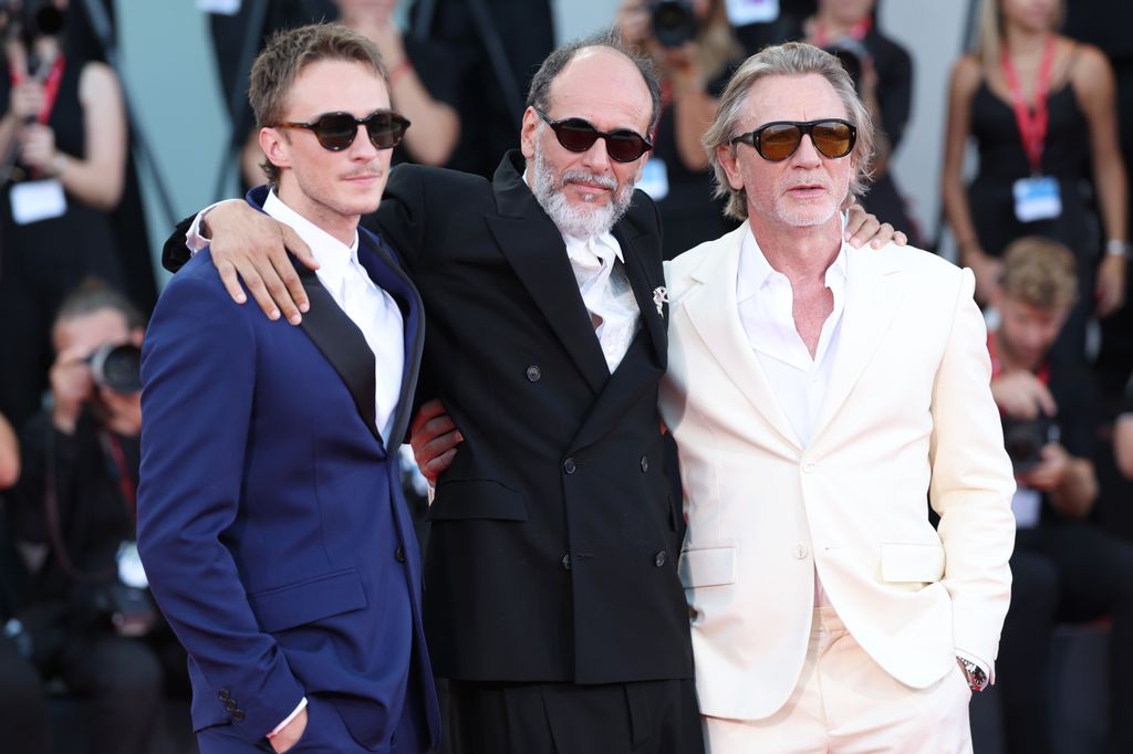 Drew Starkey, Director Luca Guadagnino, and Daniel Craig attend the "Queer" red carpet during the 81st Venice International Film Festival on September 03, 2024 in Venice, Italy