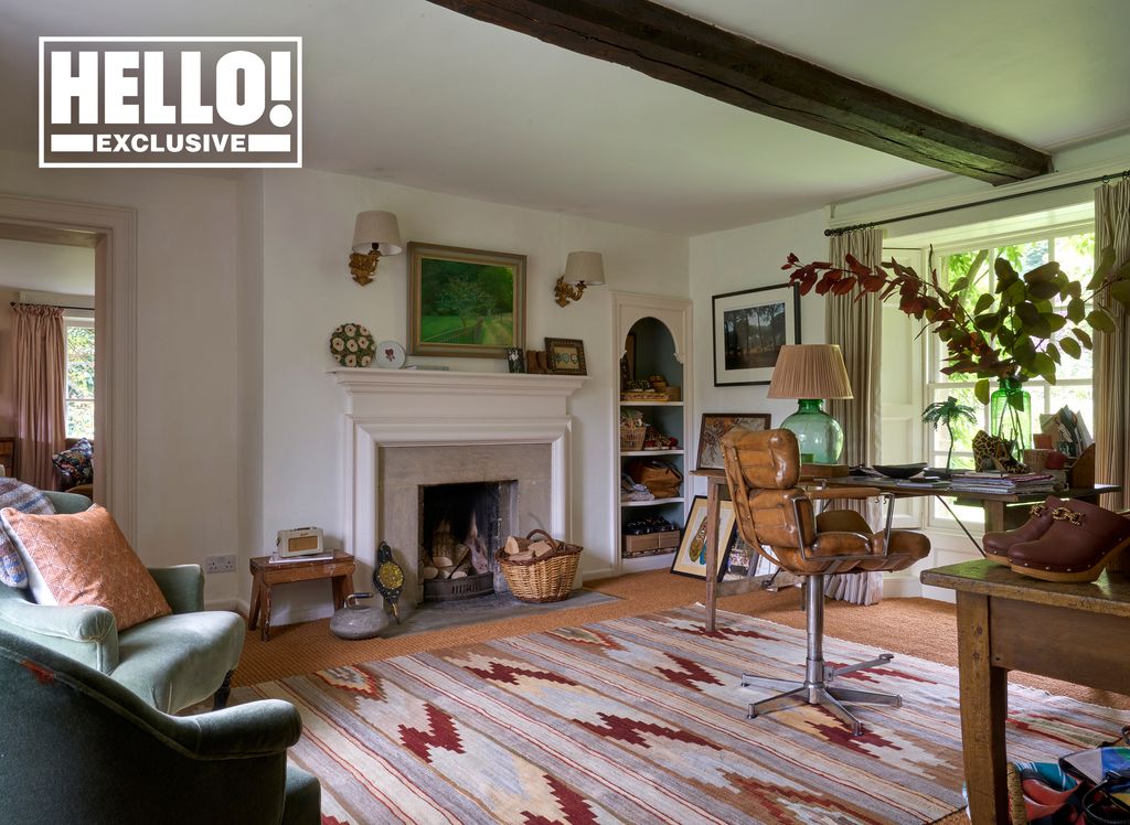 Penelope Chilvers' rustic living room at Cotswolds home