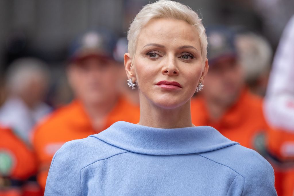 Princess Charlene in Louis Vuitton Jumpsuit For The 2019 Abu Dhabi Grand  Prix - The Royal Couturier
