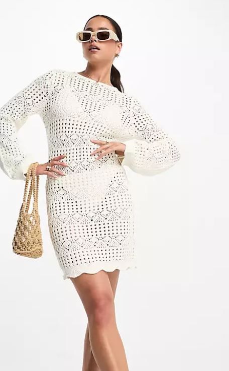 miss selfridge white crochet dress 