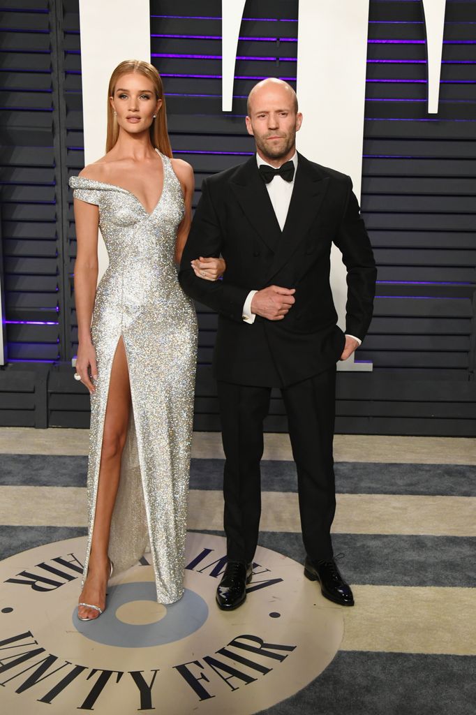 Rosie Huntington-Whiteley and Jason Statham attend the 2019 Vanity Fair Oscar Party hosted by Radhika Jones at Wallis Annenberg Center for the Performing Arts on February 24, 2019 in Beverly Hills, California