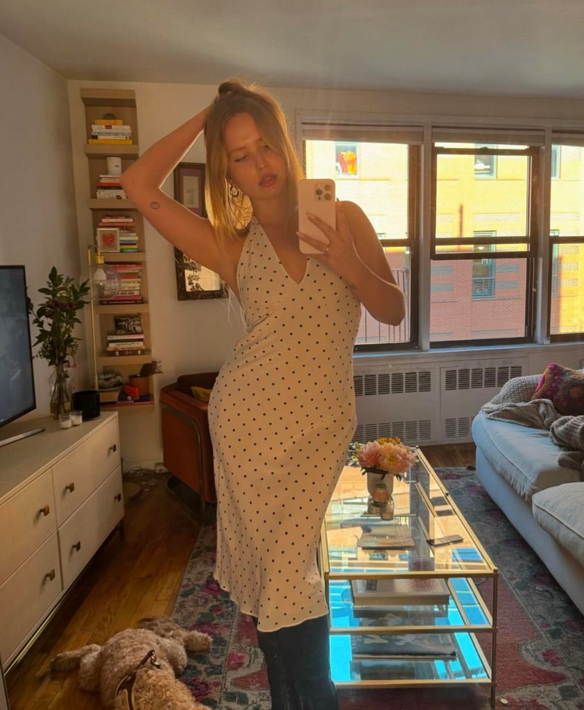 Photo shared by Christie Brinkley's daughter Sailor Brinkley Cook on Instagram April 2024 featuring her living room in her New York City apartment