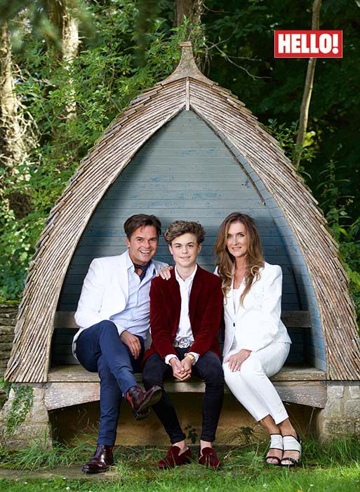 Daniel Galvin Jr poses for HELLO! magazine with wife and son