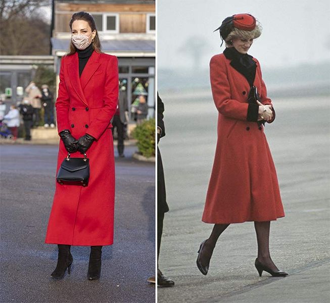 kate middleton and princess diana red coat
