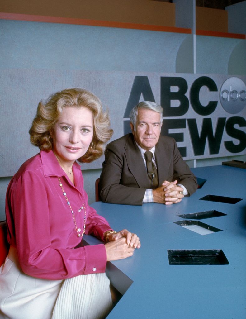 BARBARA WALTERS AND HARRY REASONER on Walt Disney Television NEWS SET, 1976