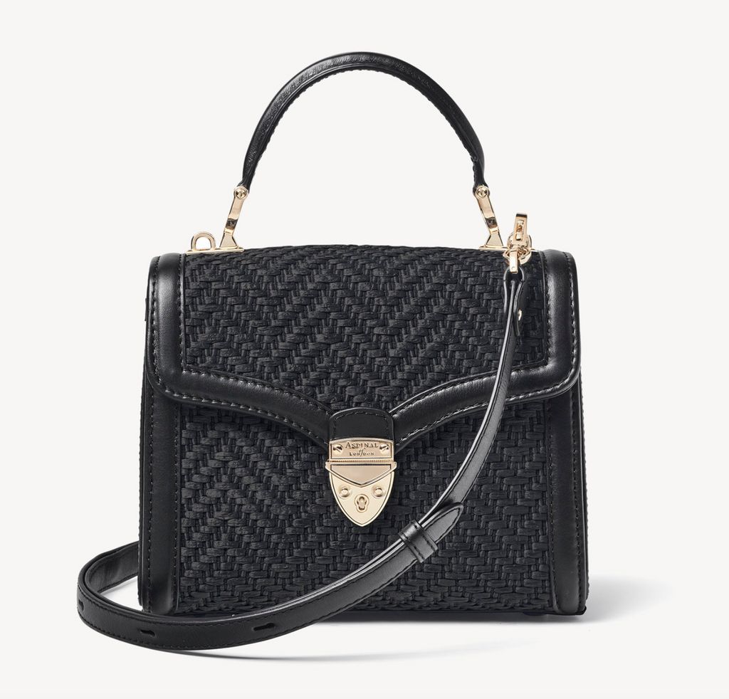 raffia black midi mayfair aspinal of london bag