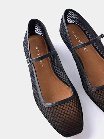 Black Mesh Ballet Pumps