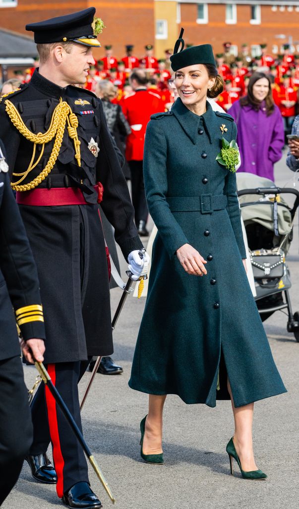 Prince William, Duke of Cambridge and Catherine, Duchess of Cambridge attend the 1st Battalion Irish Guards' St. Patrick's Day Parade 
