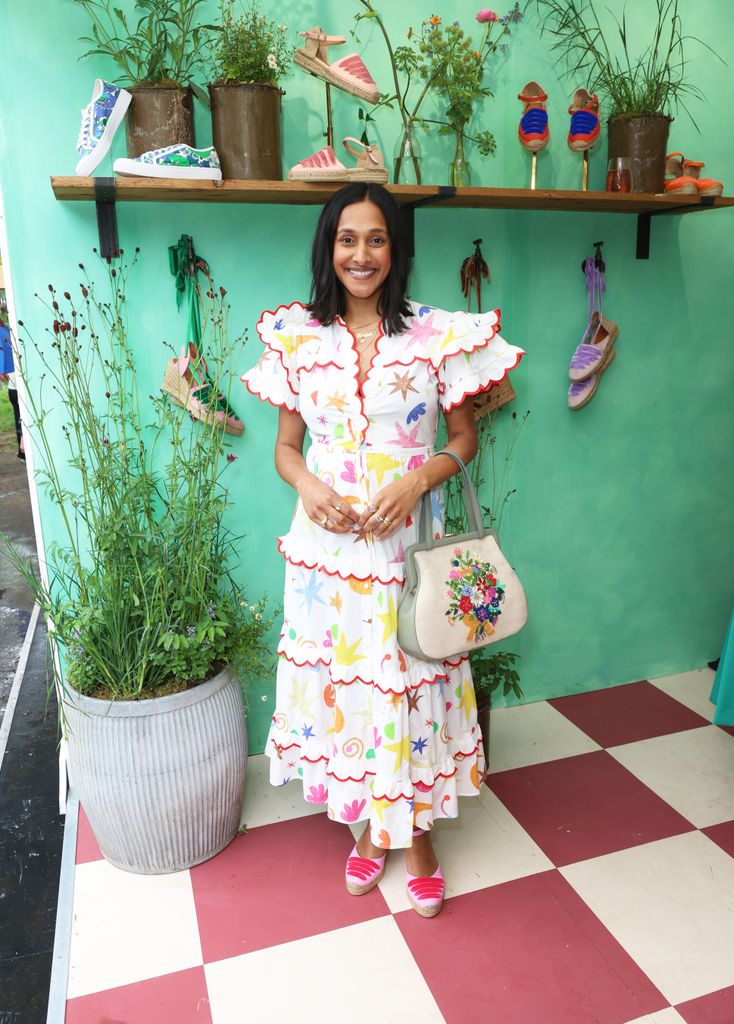 Zeena Shah attends The RHS Chelsea Flower Show 2024 Penelope Chilvers x Butter Wakefield Stand on May 21, 2024 in London, England