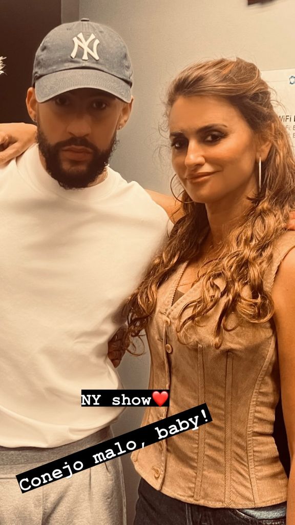 Penélope Cruz and Bad Bunny backstage at a concert in NYC