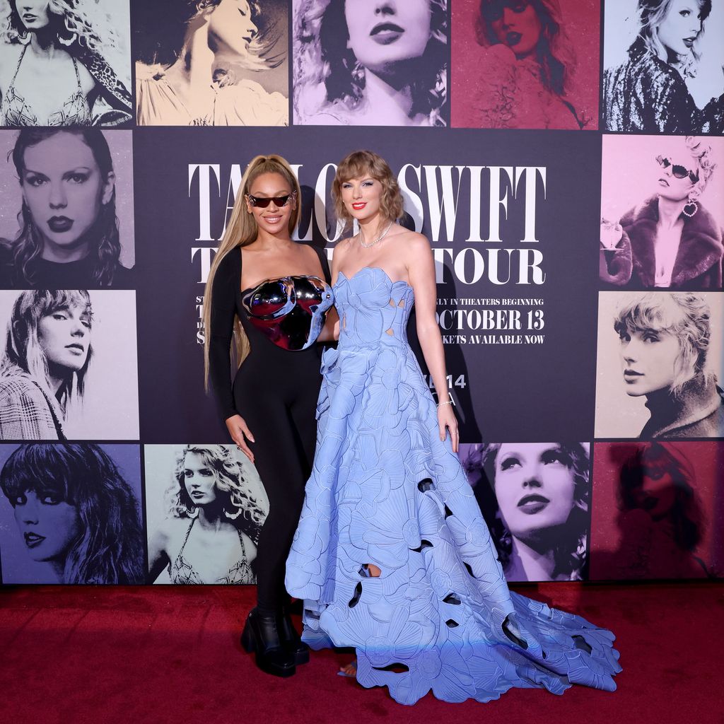 LOS ANGELES, CALIFORNIA - OCTOBER 11: (L-R) BeyoncÃ© Knowles-Carter and Taylor Swift attend the "Taylor Swift: The Eras Tour" Concert Movie World Premiere at AMC The Grove 14 on October 11, 2023 in Los Angeles, California. (Photo by John Shearer/Getty Images for TAS)