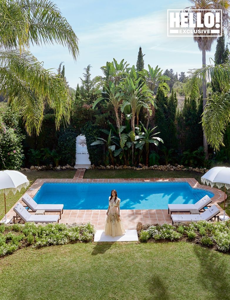 Eva Longoria showcasing private swimming pool at Marbella home