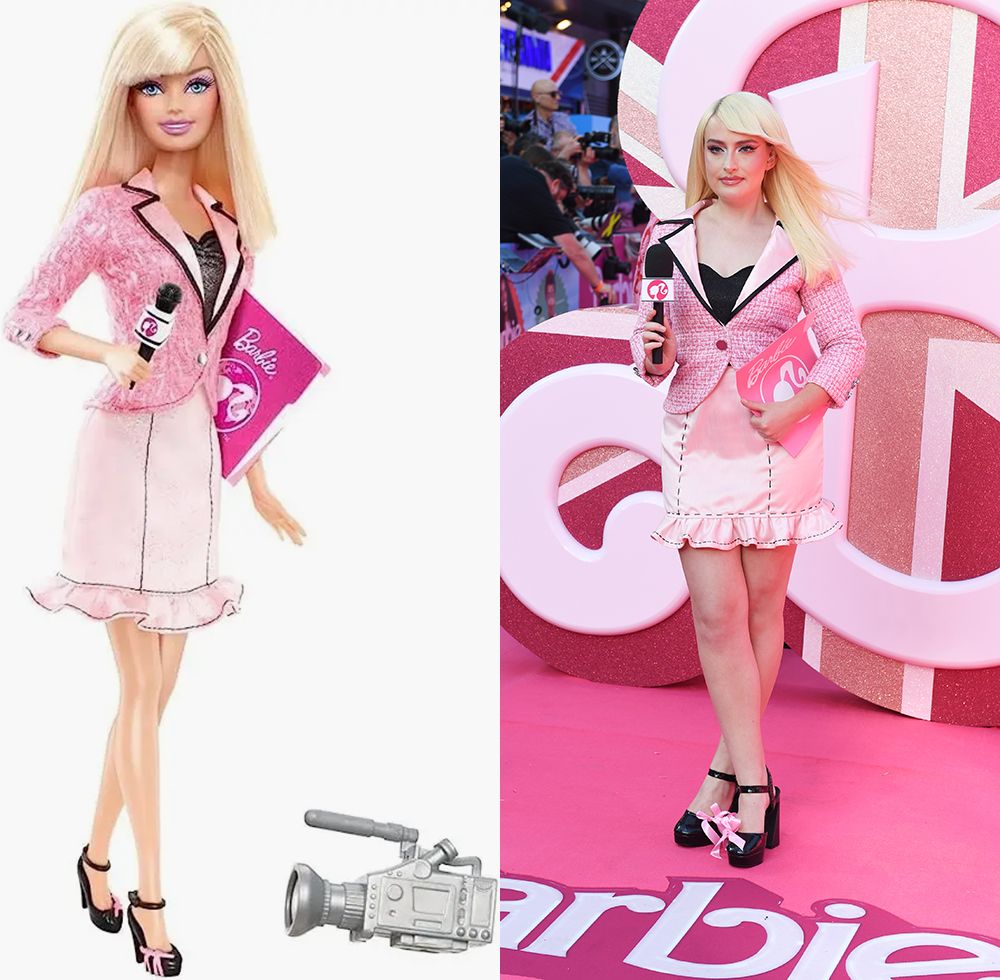 Amelia Dimoldenberg transformed herself into Mattel's "I Can Be...  News Anchor" Barbie