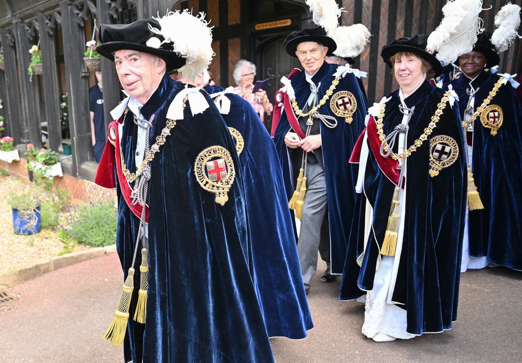 Andrew Lloyd Webber, Knight Companion of the Most Noble Order of the Garter, Former Prime Minister Sir Tony Blair and Catherine Ashton attend the Order Of The Garter Service at Windsor Castle