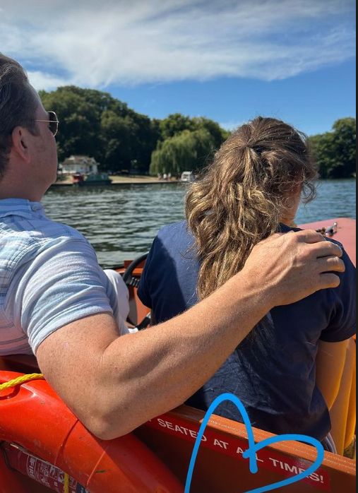 Jamie Oliver in a boat with his daughter Petal