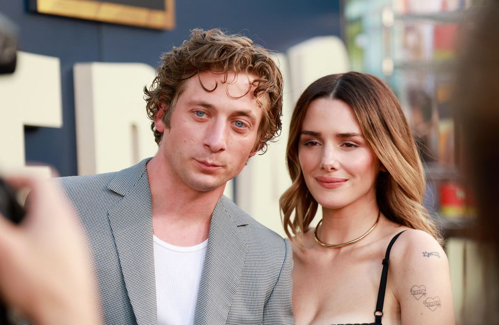 US actor Jeremy Allen White and his wife actress Addison Timlin arrive to the Los Angeles premiere of  FX's "The Bear" held at Goya Studios on June 20, 2022 in Los Angeles, California