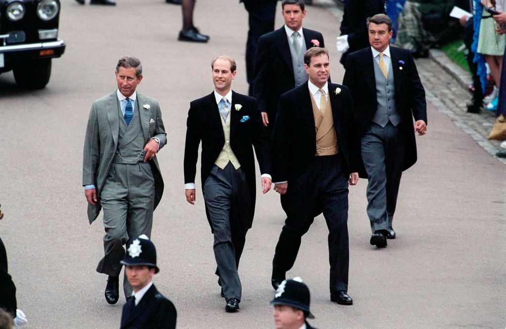 Prince Edward walking with Prince Charles and Prince Edward