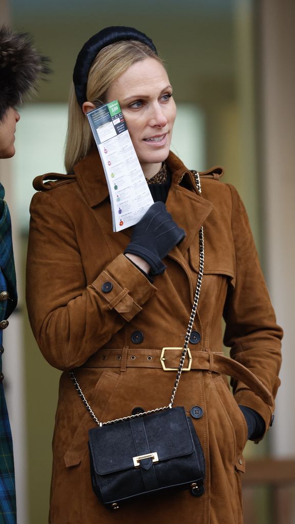 Zara Tindall in tan trench coat