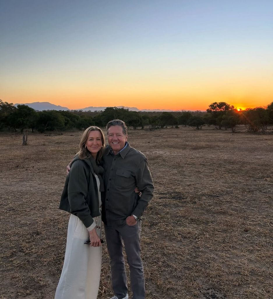Photo shared by Lara Spencer on instagram May 2025 with her husband Richard McVey on a safari in South Africa