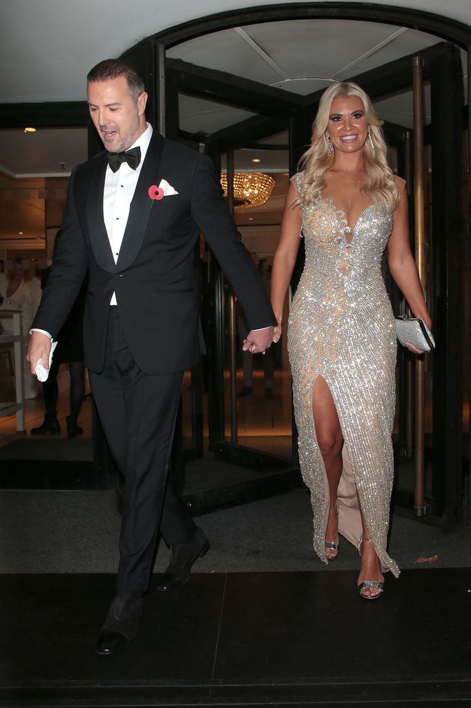 Paddy and Christine McGuinness  seen leaving Pride of Britain Awards at Grosvenor House on October 30, 2021 in London, England. 