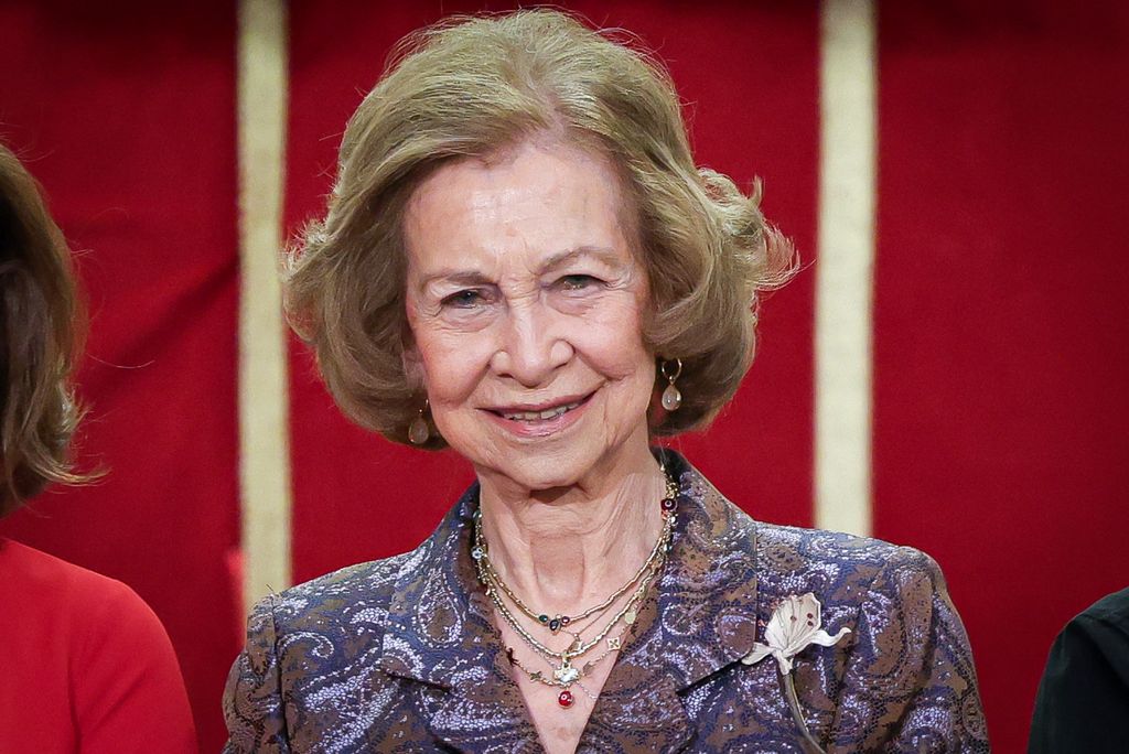 Queen Sofia in a sparkly suit