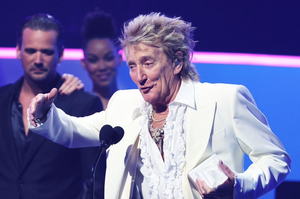 Rod Stewart onstage at the 2025 American Music Awards