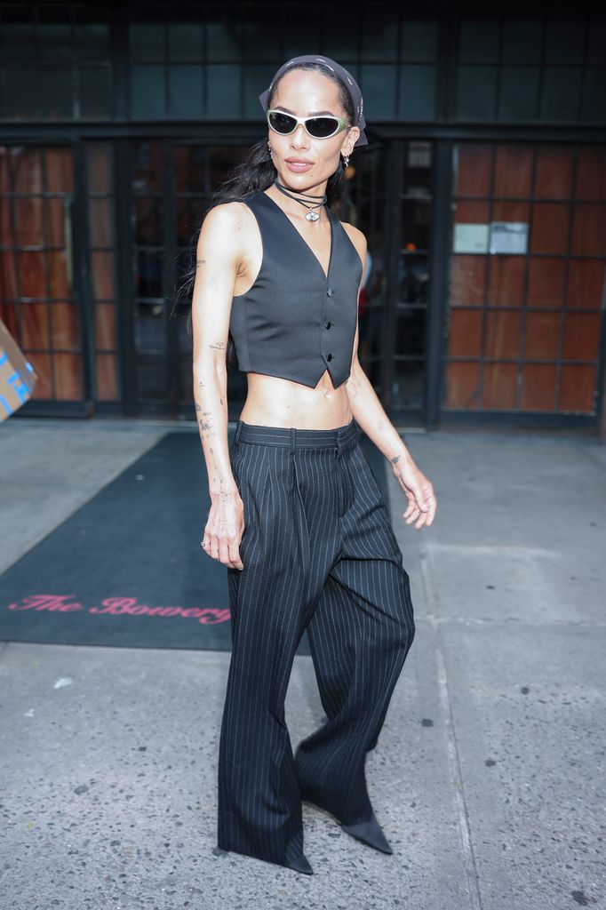zoe kravitz in waistcoat suit in nyc