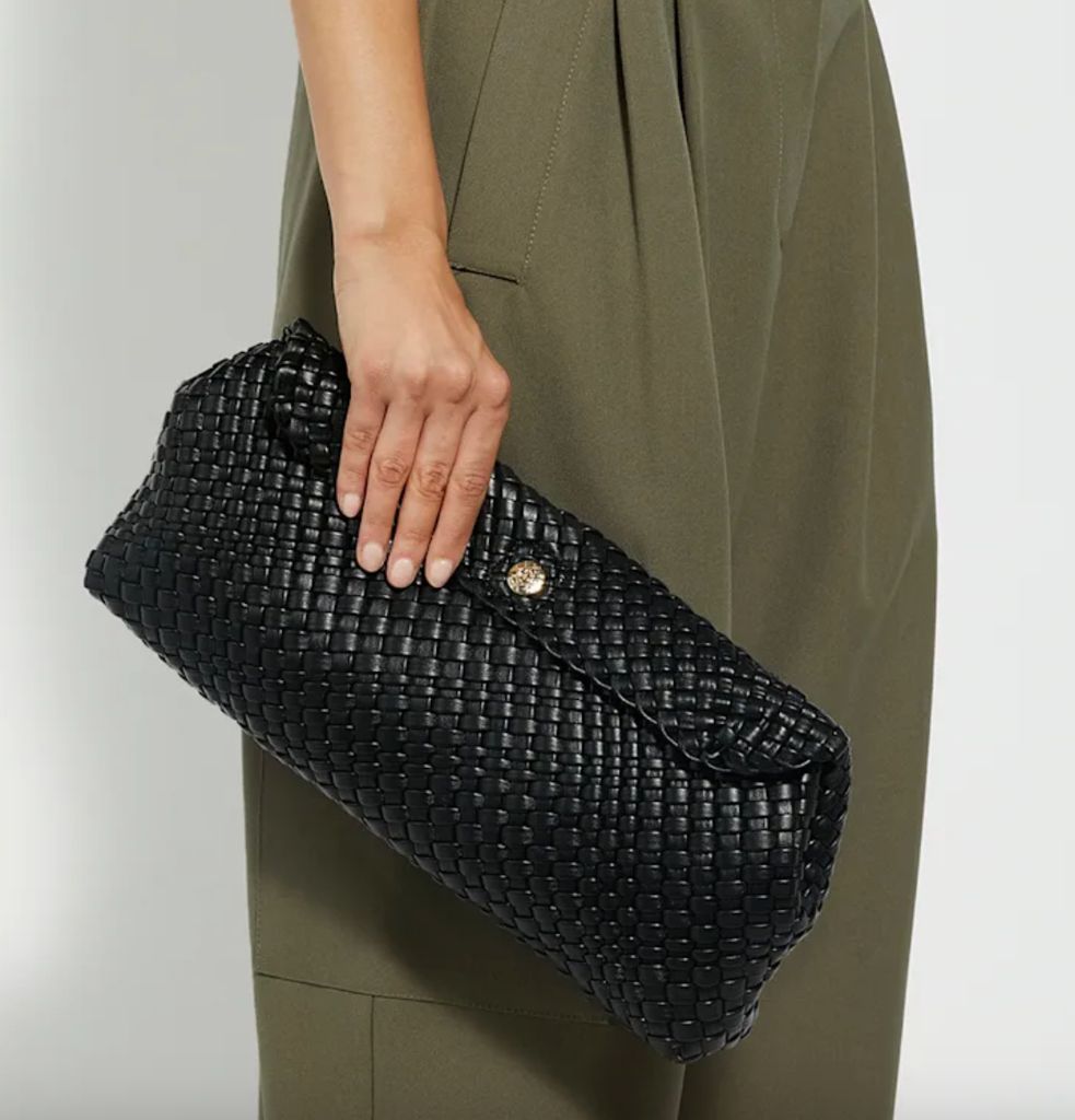 Dune woven clutch bag
