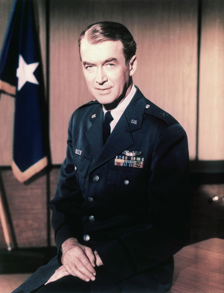 Actor James Stewart wears his Air Force Reserve uniform, from which he retired as a Brigadier General in 1959.