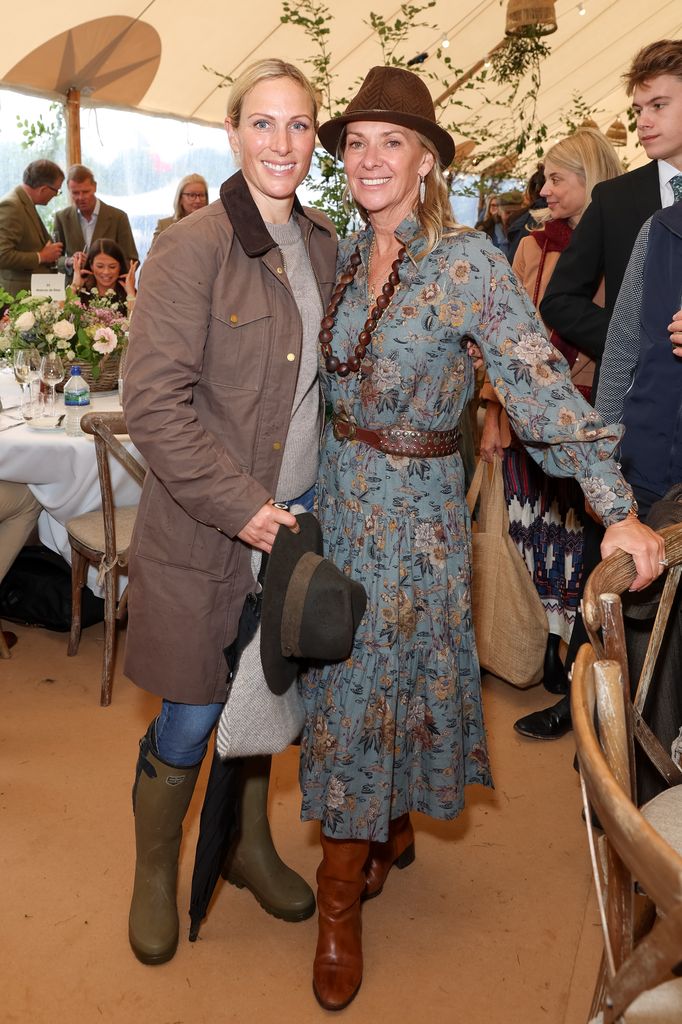 Zara also donned knitwear, jeans and wellies