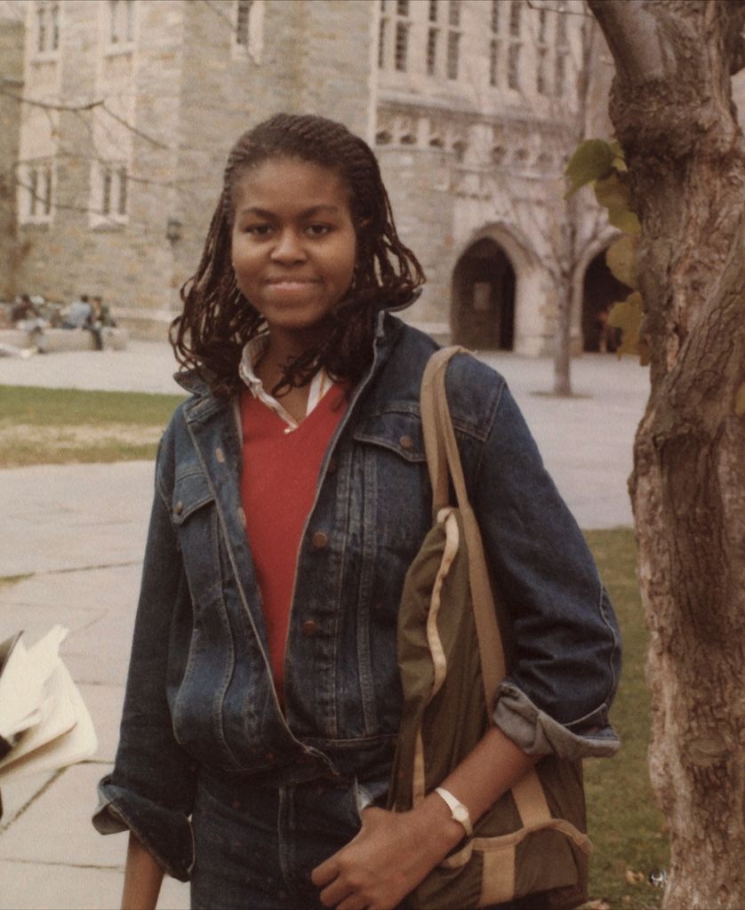 photo of michelle obama in double denim as a teenager