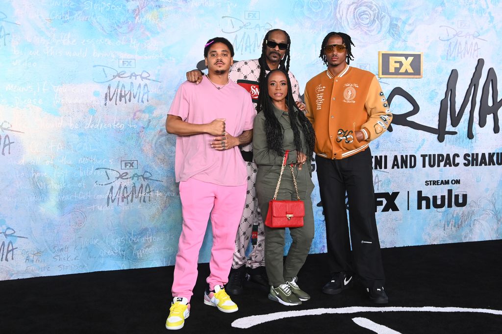 Corde Broadus, Snoop Dogg, Shante Broadus and Cordell Broadus attend the premiere of FX's "Dear Mama" at Academy Museum of Motion Pictures on April 18, 2023 in Los Angeles, California