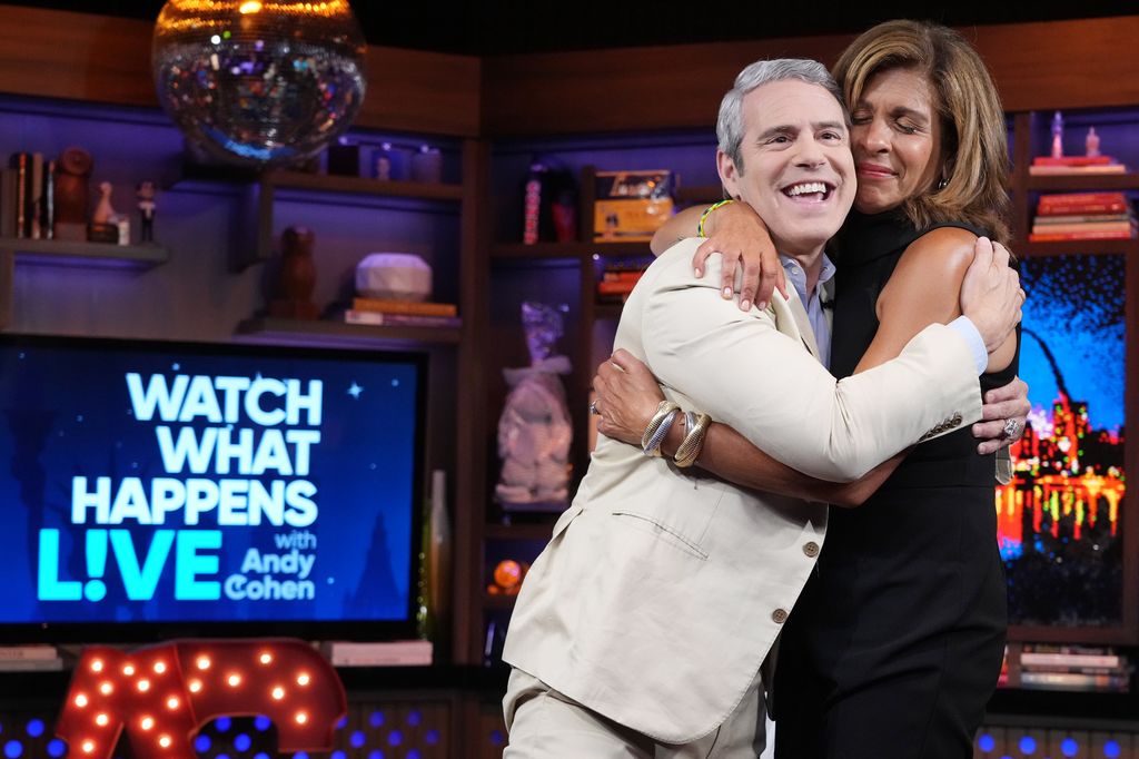 Hoda Kotb and Andy Cohen on the set of Watch What Happens Live!