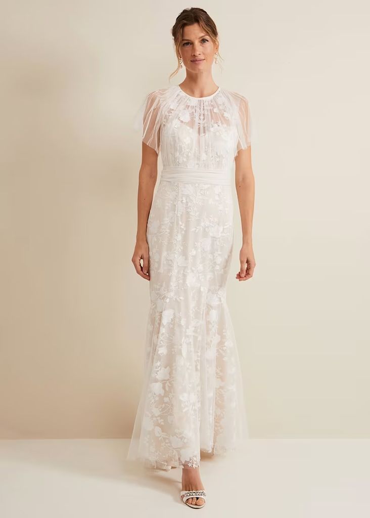 Phase Eight Delilah Mesh Embroidered Maxi Wedding Dress