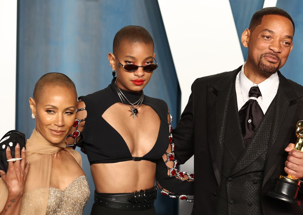 Jada Pinkett Smith, Willow Smith, and Will Smith attend the 2022 Vanity Fair Oscar Party