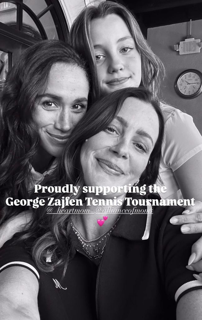 Meghan was snapped alongside her friend of 20 years, Kelly McKee, and her daughter, Lily.