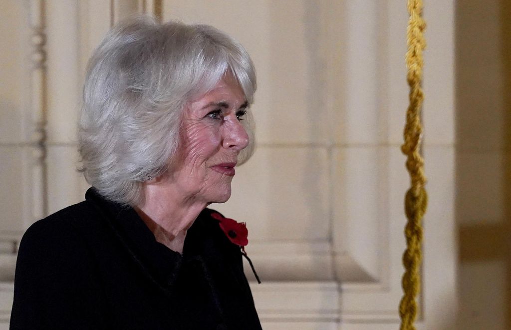 Queen Camilla opted for a glossy makeup look for the evening