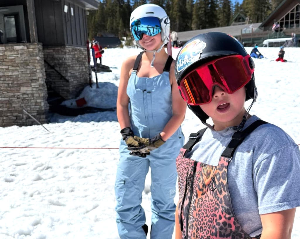 Photo shared by Pink's husband Carey Hart April 2025 of their kids Willow and Jameson on a spring skiing vacation in California's Mammoth Mountain