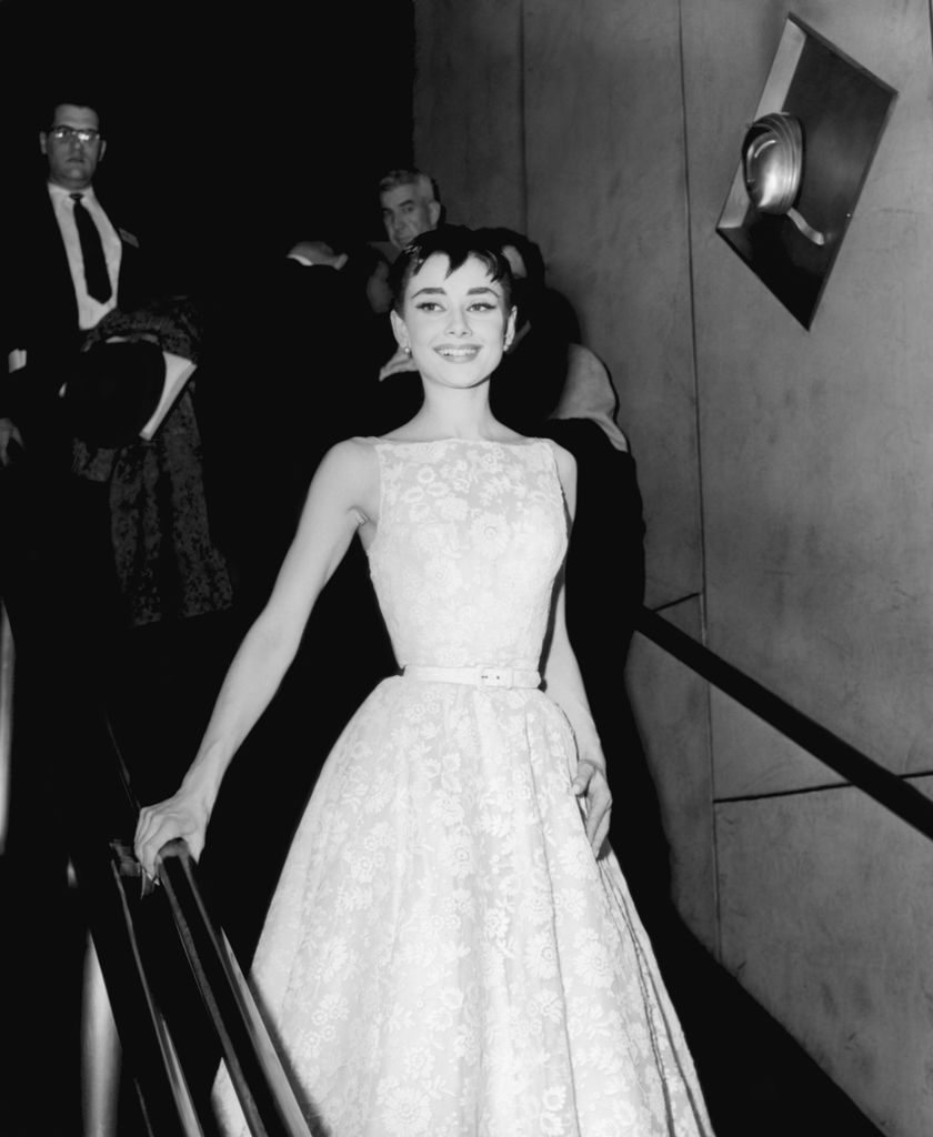 26TH ANNUAL ACADEMY AWARDS -- Pictured: Actress Audrey Hepburn, wearing a Givenchy gown, at the 26th Annual Academy Awards at the NBC Century Theatre in New York City, on March 25, 1954  (Photo by NBCU Photo Bank/NBCUniversal via Getty Images via Getty Images)