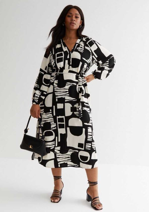 new look black and white plus size dress 