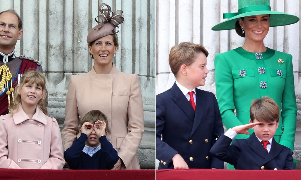 A split image of Louis and James during Trooping the Colour