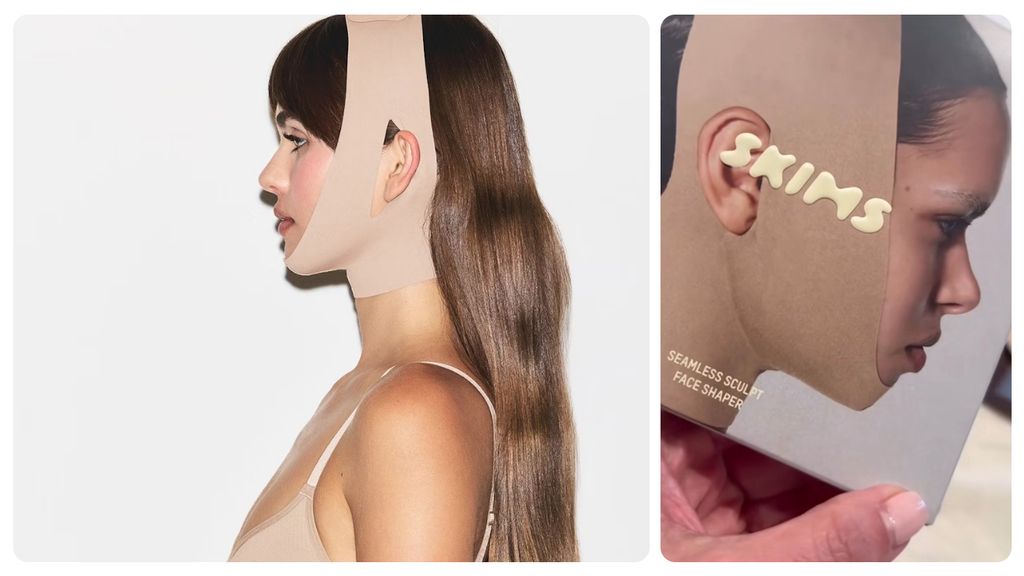 skims face wrap with a instagram story of kim kardashian holding the box