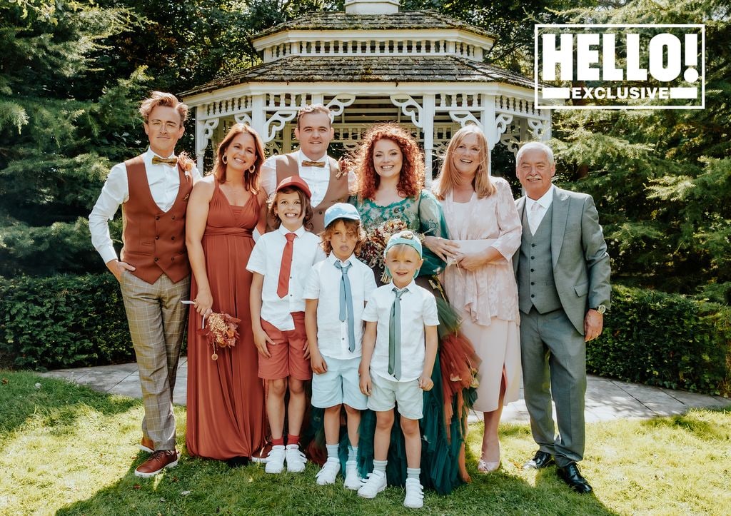 Carrie Hope Fletcher with her family on her wedding day