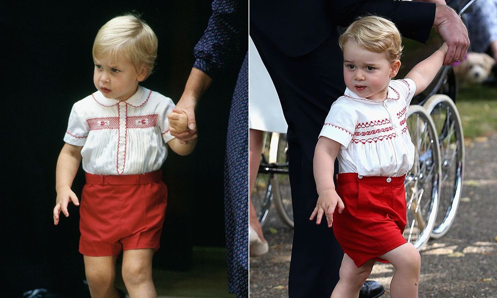 Prince George and Prince William twinning in red shorts