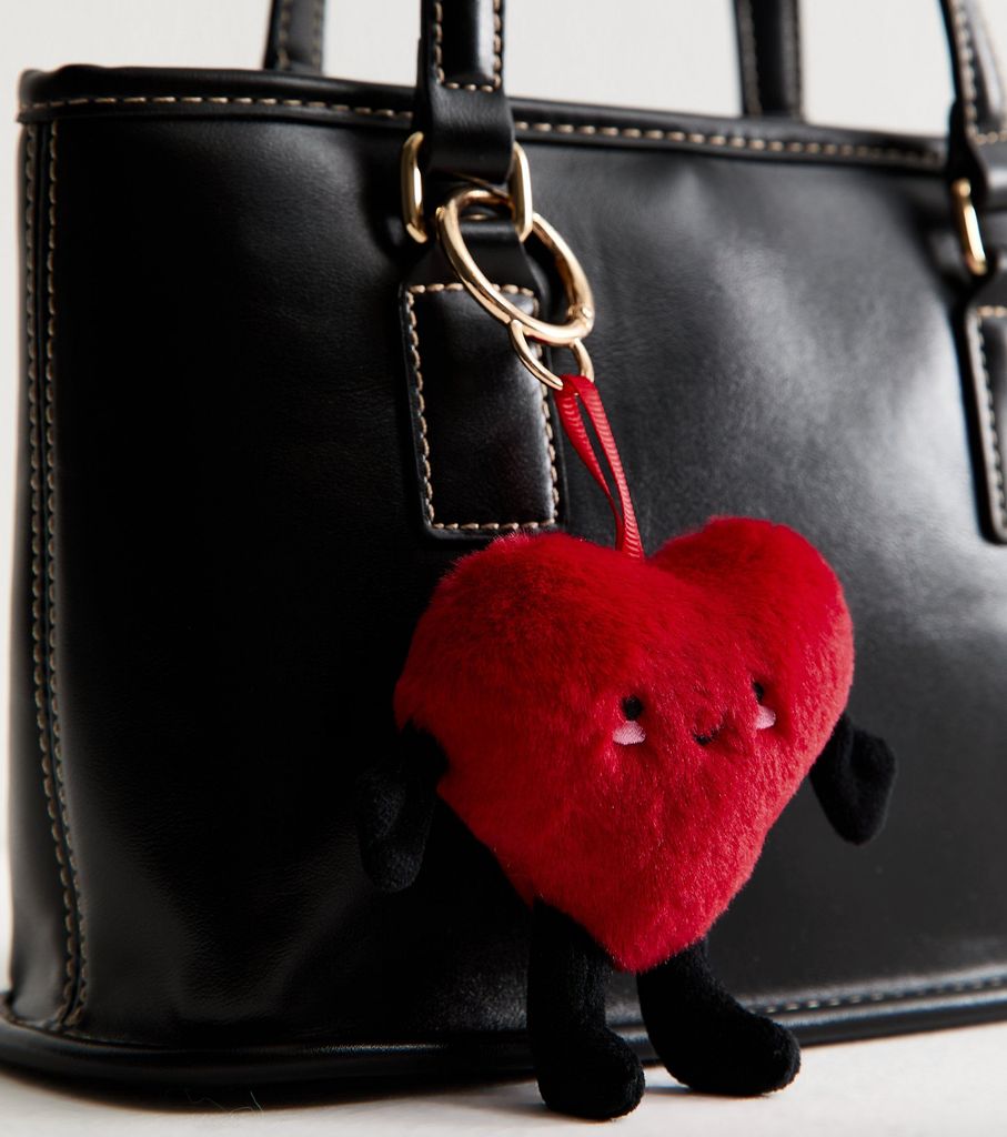 New Look Bright Red Heart Plush Bag Charm