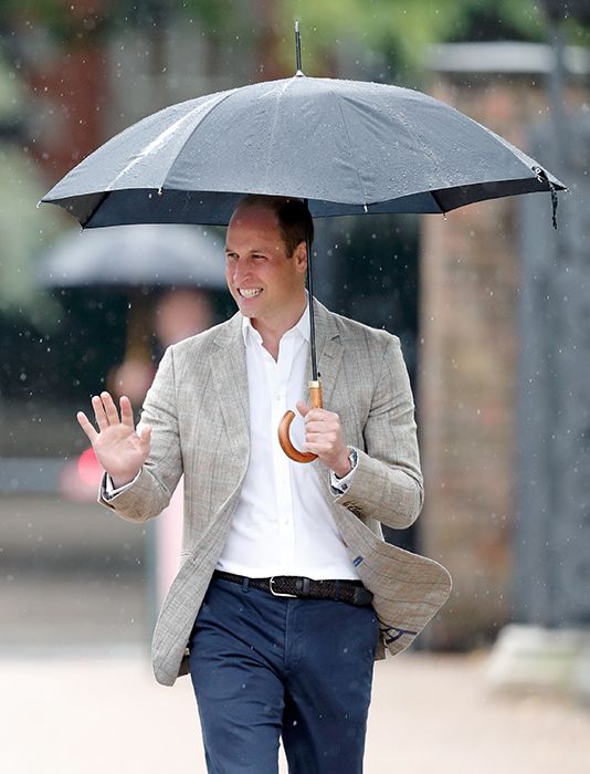 prince william stands under rain at palace